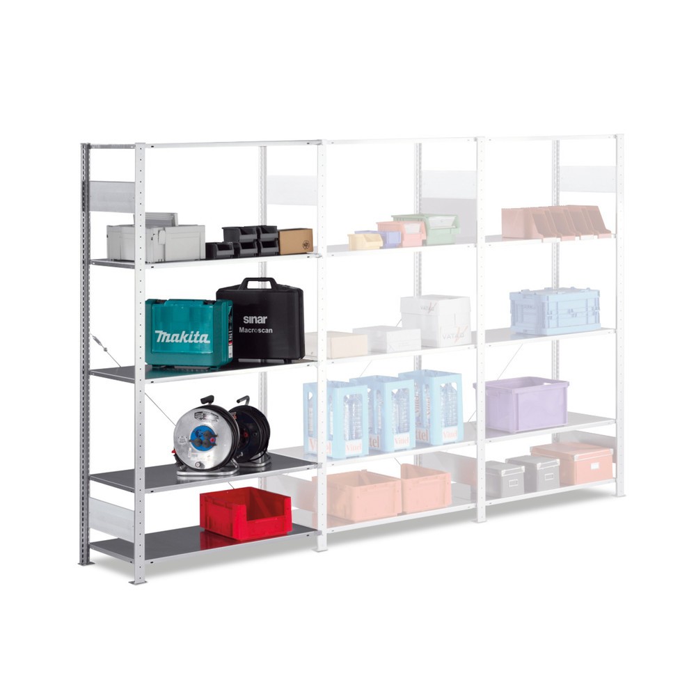 META Fachbodenregal Stecksystem, AF, FL 80 kg, HxBxT 2.000 x 1.000 x 400 mm