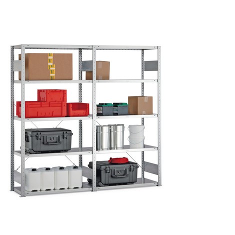 META Komplettpaket Fachbodenregal, Fachlast 150 kg, HxBxT 2.000 x 2.062 x 336-436 mm