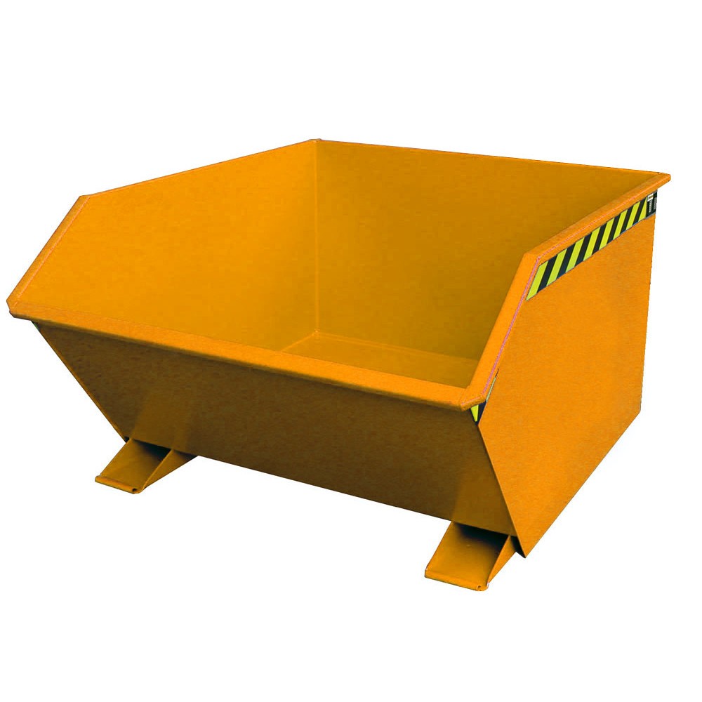 Bauer® Kippbehälter, niedrige Bauhöhe, lackiert, Volumen 1 m³, RAL 2000 gelborange