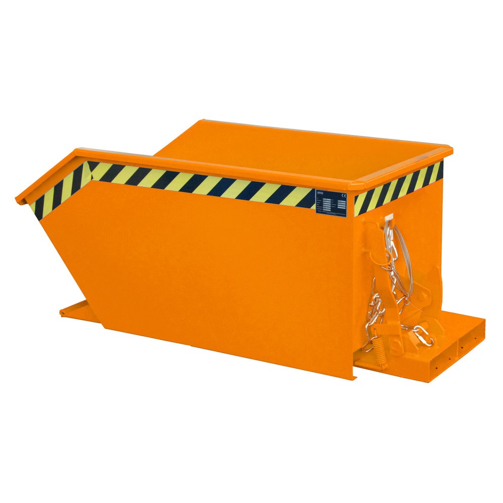 Bauer® Kippbehälter, niedrige Bauhöhe, lackiert, Volumen 0,3 m³, RAL 2000 gelborange