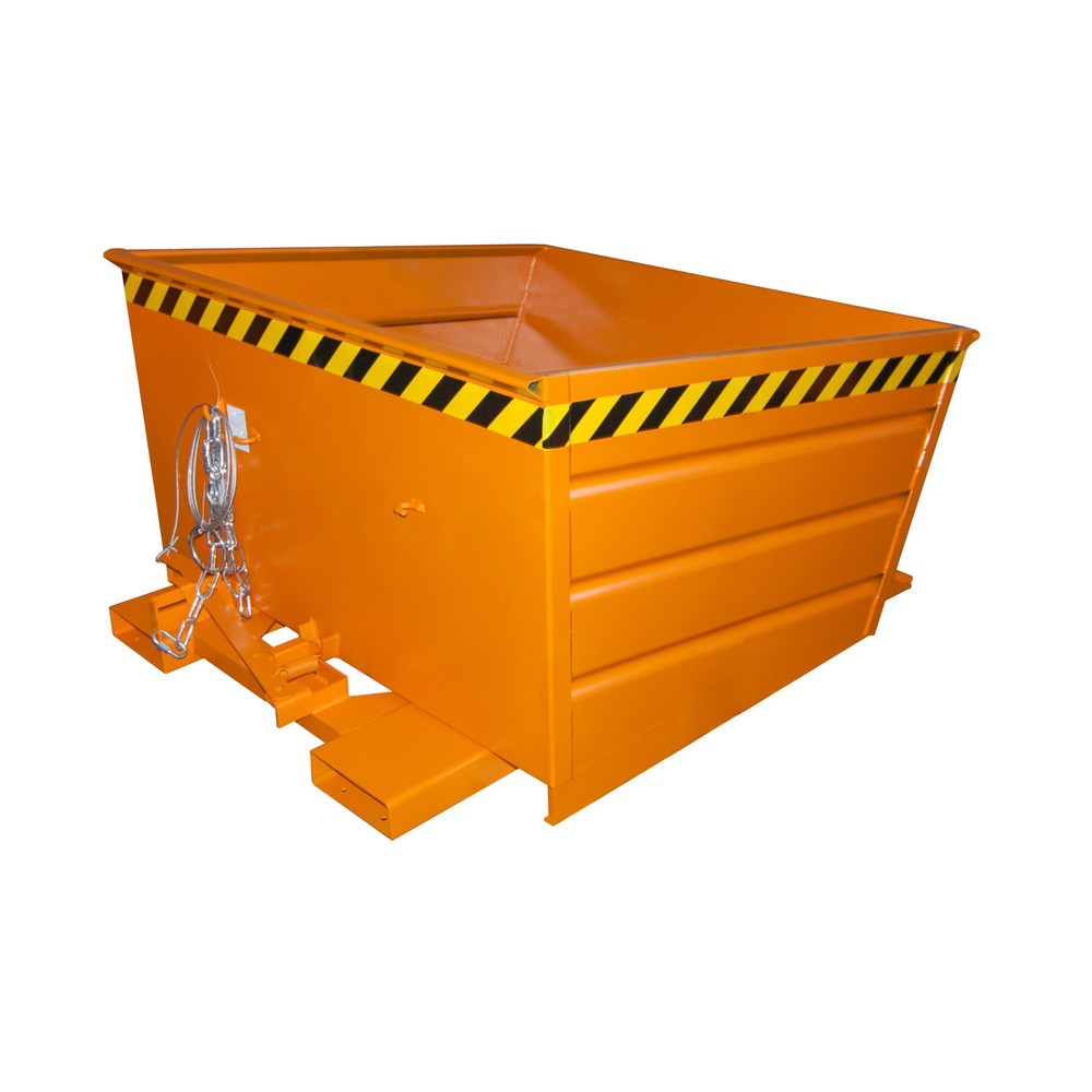 Bauer® Kippbehälter kompakt, lackiert, Volumen 0,8 m³, RAL 2000 gelborange