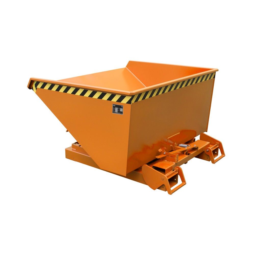 Bauer® Kippbehälter mit automatischer Abrollmechanik, TK 1.000 kg, lackiert, Volumen 0,9 m³, RAL 2000 gelborange