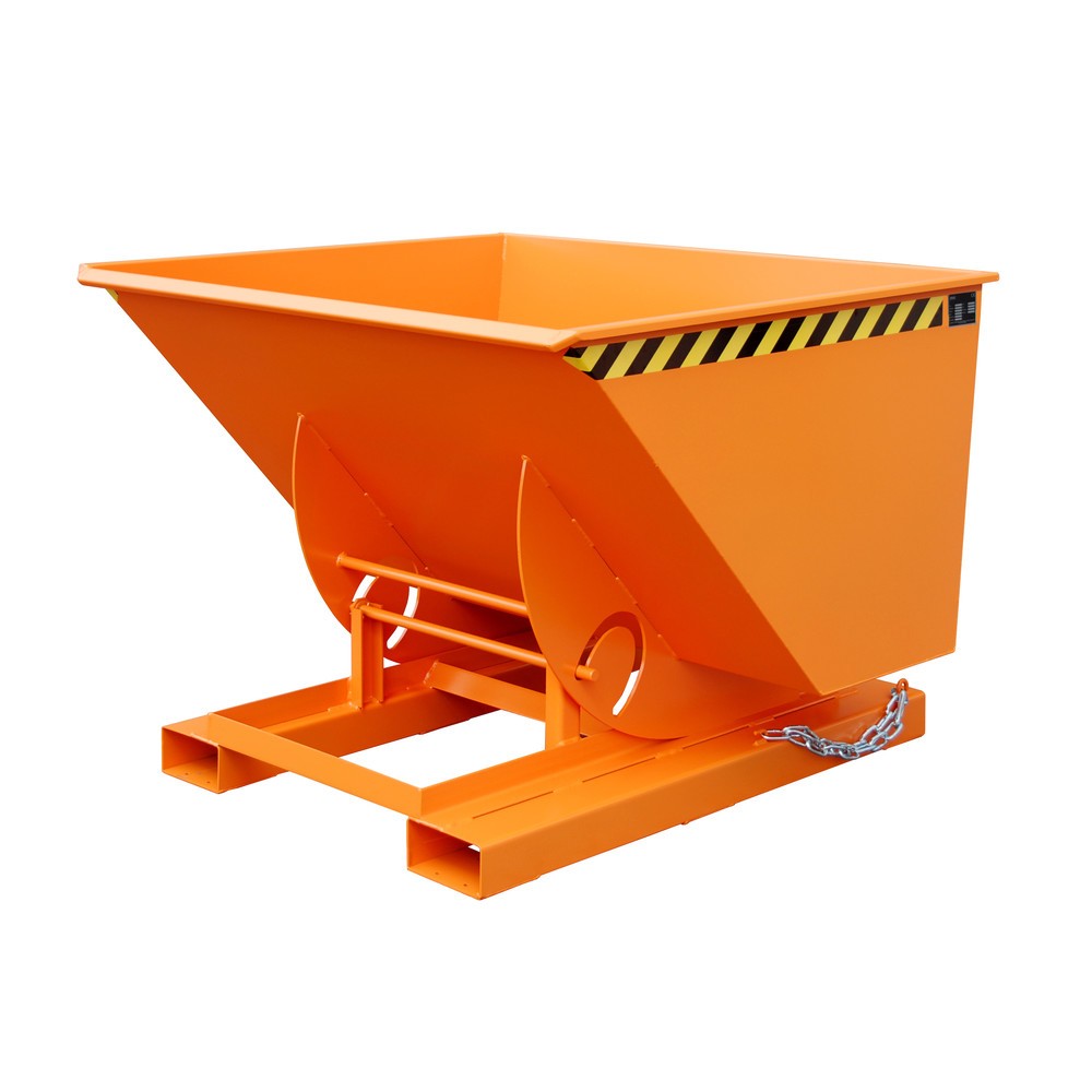 Bauer® Kippbehälter mit Abrollmechanik, TK 1.000 kg, lackiert, Volumen 1 m³, RAL 2000 gelborange