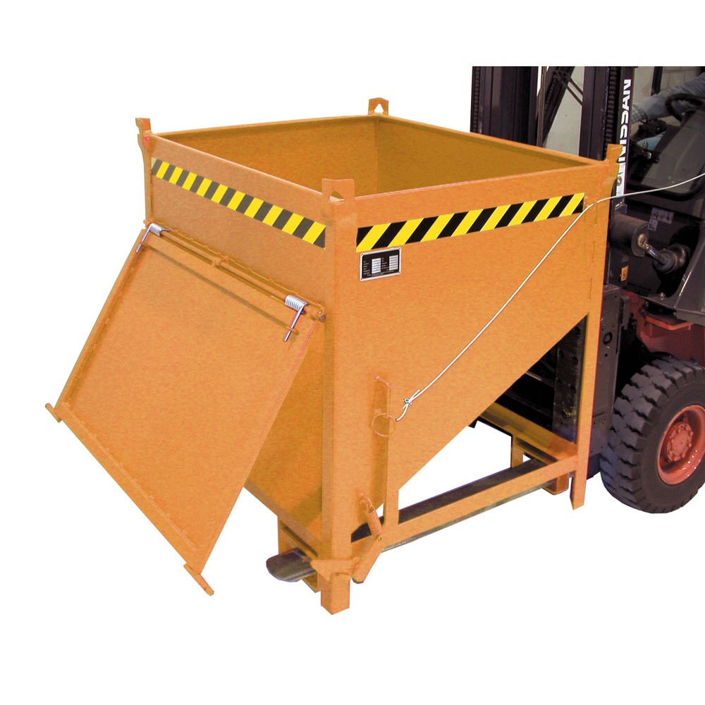 Bauer® Silobehälter mit Klappe, lackiert, Volumen 0,75 m³, RAL 2000 gelborange
