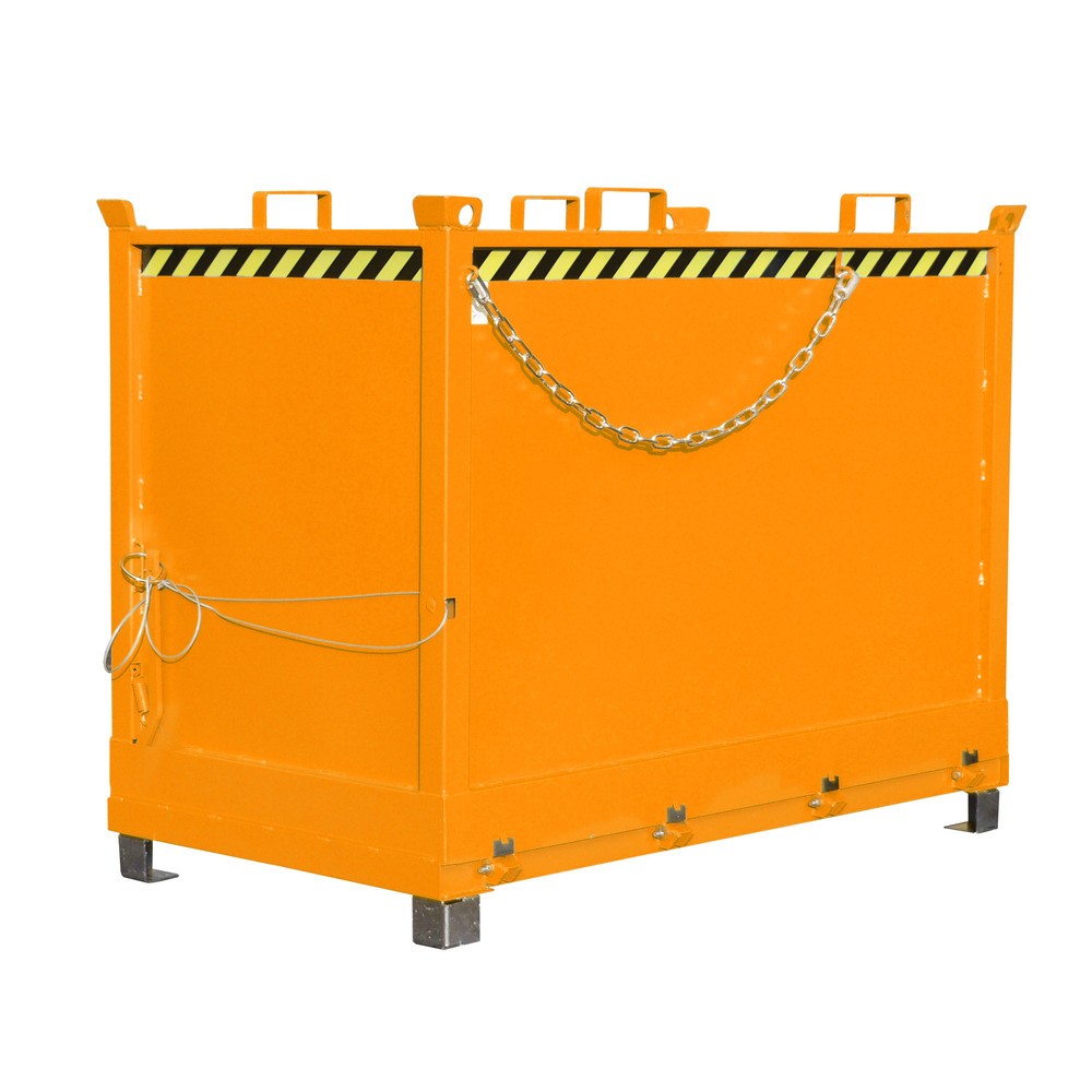 Bauer® Klappbodenbehälter, 3-fach stapelbar, lackiert, Volumen 2 m³, RAL 2000 gelborange
