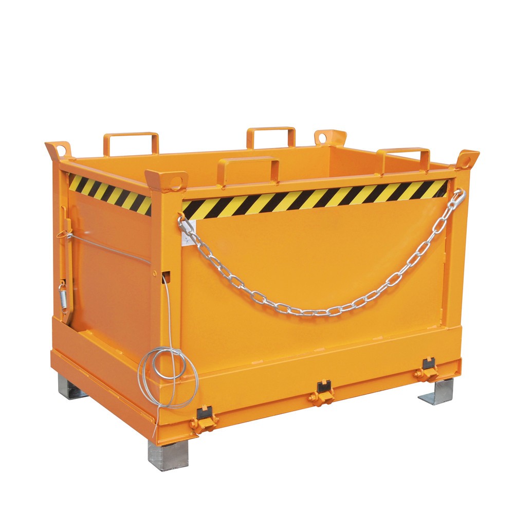 Bauer® Klappbodenbehälter, 3-fach stapelbar, lackiert, Volumen 0,5 m³, RAL 2000 gelborange