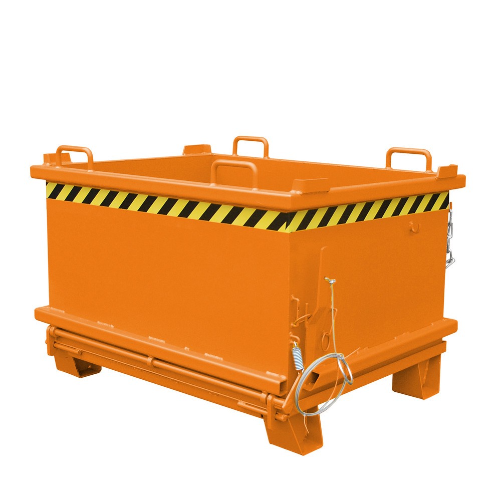 Bauer® Klappbodenbehälter, verstärkte Bodenklappe, lackiert, Volumen 0,5 m³, RAL 2000 gelborange