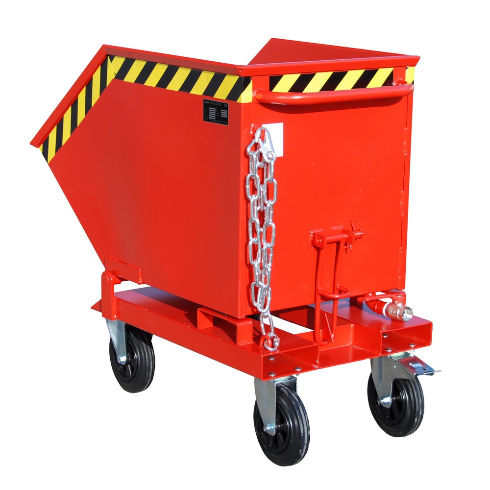 Bauer® Späne-Kippmulde, kastenförmige Mulde, lackiert, Volumen 0,25 m³, RAL 3000 feuerrot
