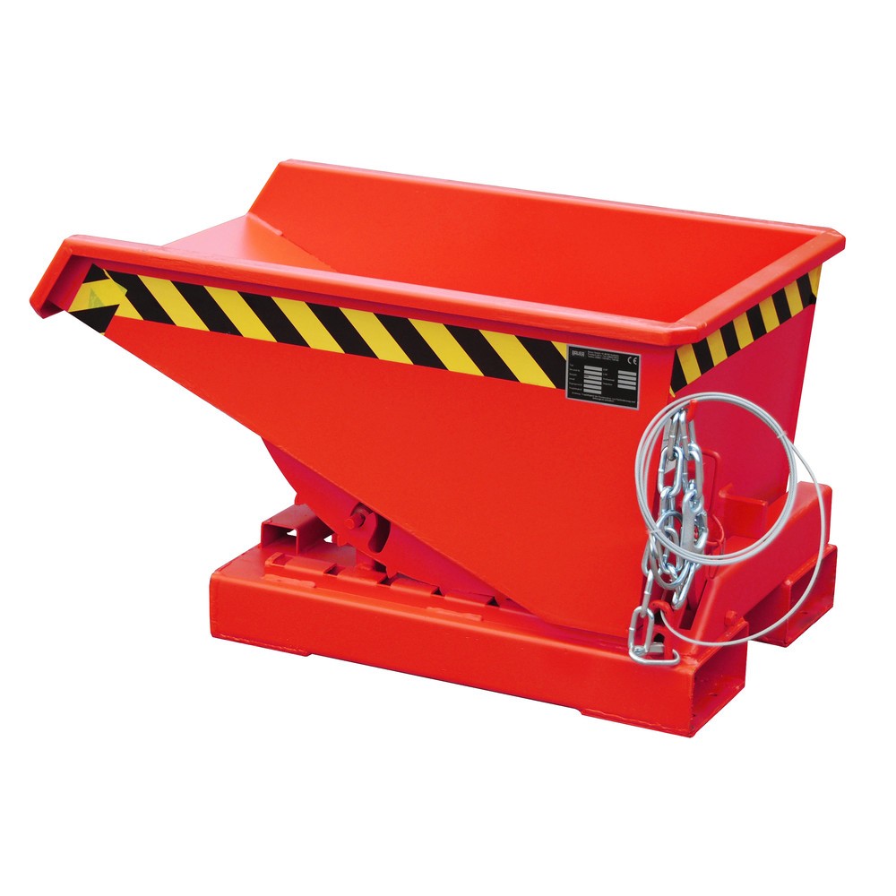 Bauer® Kippbehälter mit Abrollmechanik, lackiert, Volumen 0,15 m³, RAL 3000 feuerrot