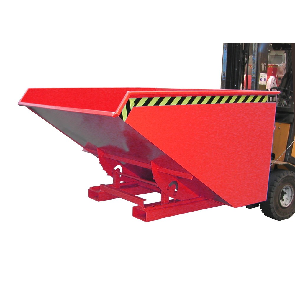 Bauer® Kippbehälter mit Abrollmechanik, lackiert, Volumen 1,2 m³, RAL 3000 feuerrot