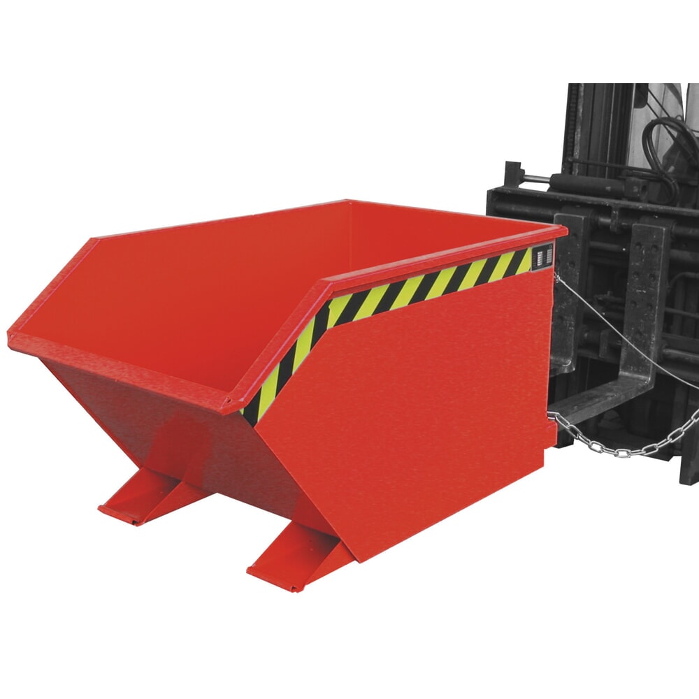 Bauer® Späne-Kippbehälter, Zwischenboden aus Lochblech, lackiert, Volumen 0,5 m³, RAL 3000 feuerrot