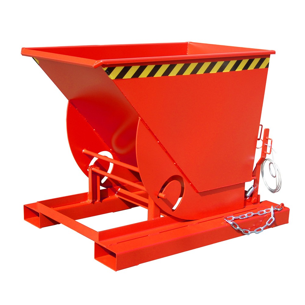 Bauer® Kippbehälter mit Abrollmechanik, TK 1.000 kg, lackiert, Volumen 0,5 m³, RAL 3000 feuerrot