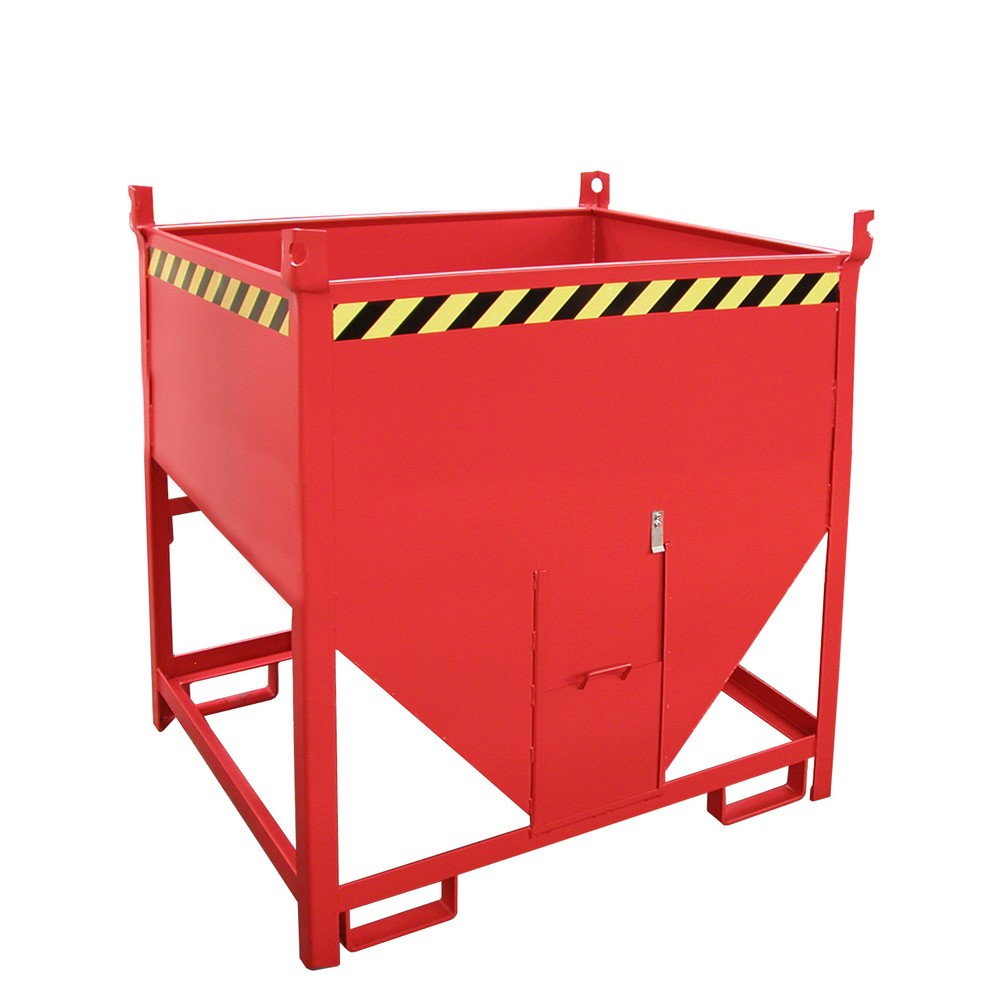 Bauer® Silobehälter mit Schiebeverschluss, lackiert, Volumen 0,75 m³, RAL 3000 feuerrot