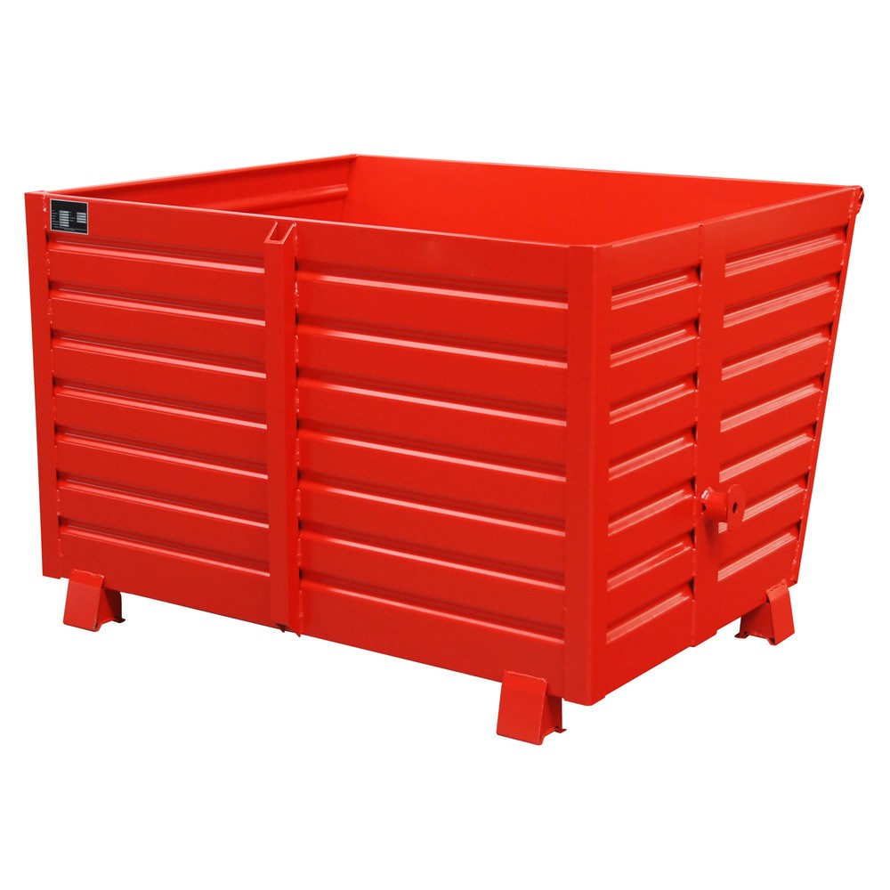 Bauer® Stapelbarer Kippbehälter, lackiert, Volumen 1,5 m³, RAL 3000 feuerrot