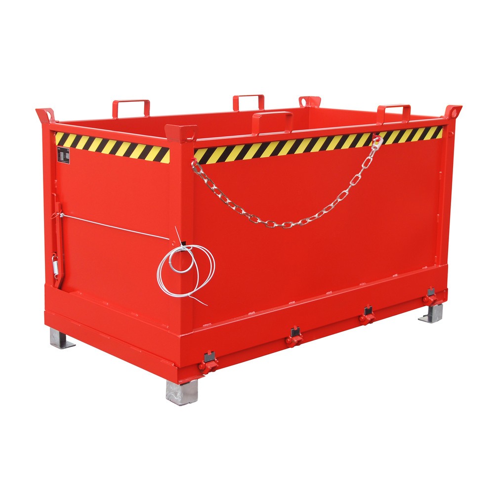 Bauer® Klappbodenbehälter, 3-fach stapelbar, lackiert, Volumen 1,5 m³, RAL 3000 feuerrot