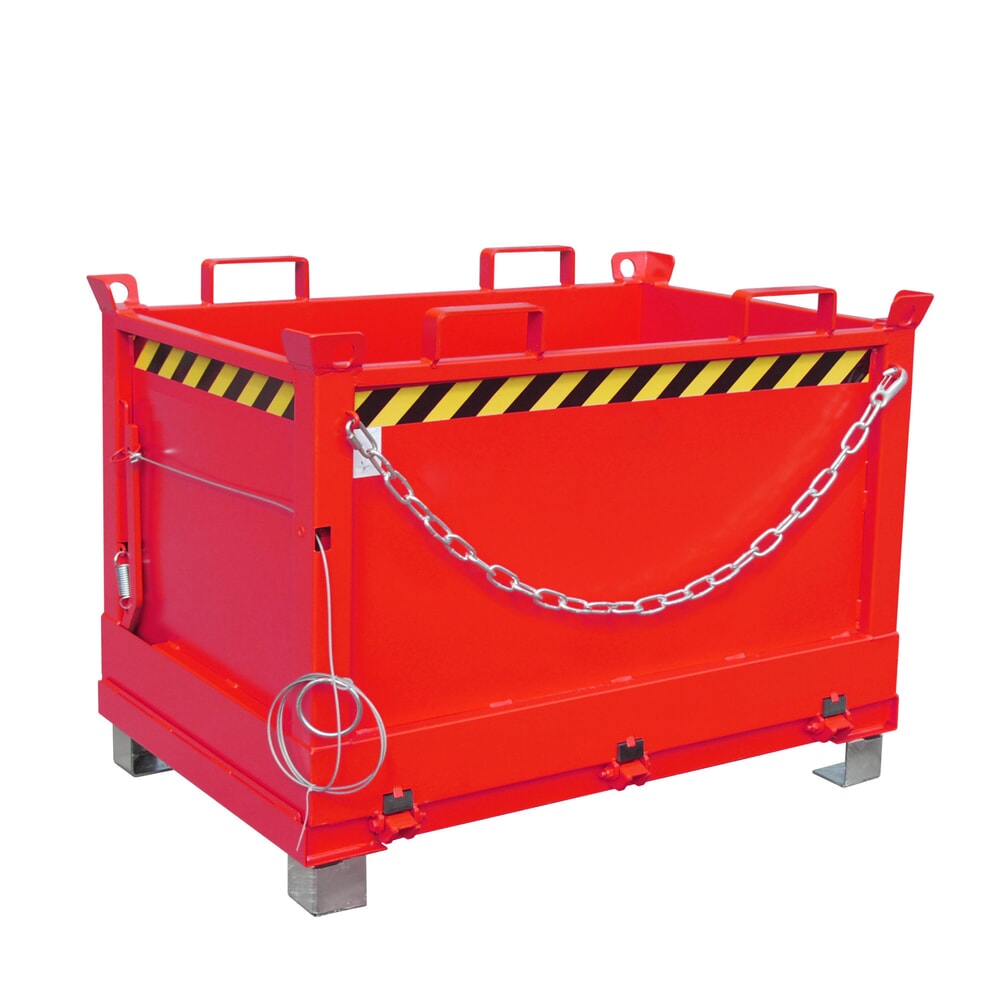 Bauer® Klappbodenbehälter, 3-fach stapelbar, lackiert, Volumen 0,5 m³, RAL 3000 feuerrot