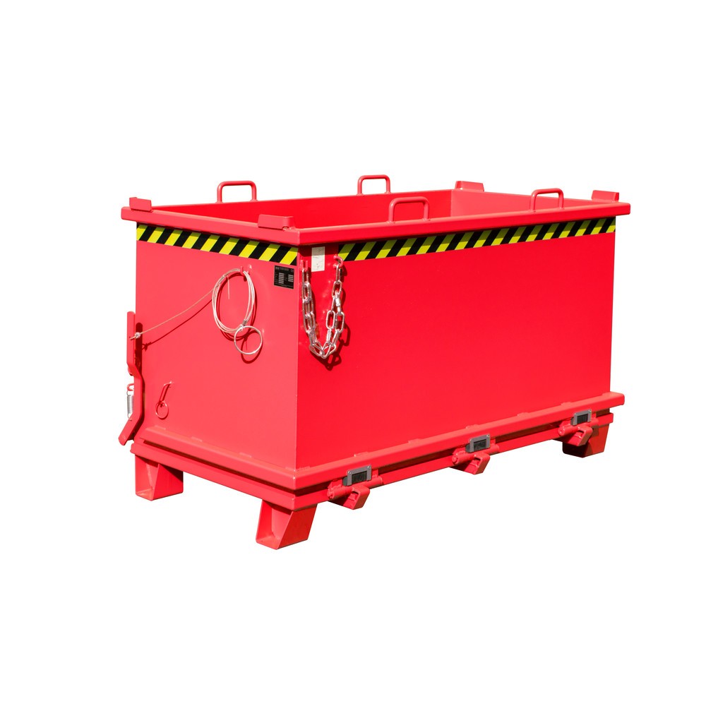 Bauer® Klappbodenbehälter, verstärkte Bodenklappe, lackiert, Volumen 1,5 m³, RAL 3000 feuerrot