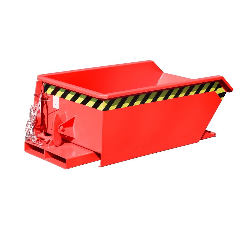 Bauer® Mini-Kippbehälter, extrem niedrige Bauhöhe, lackiert, Volumen 0,23 m³, RAL 3000 feuerrot