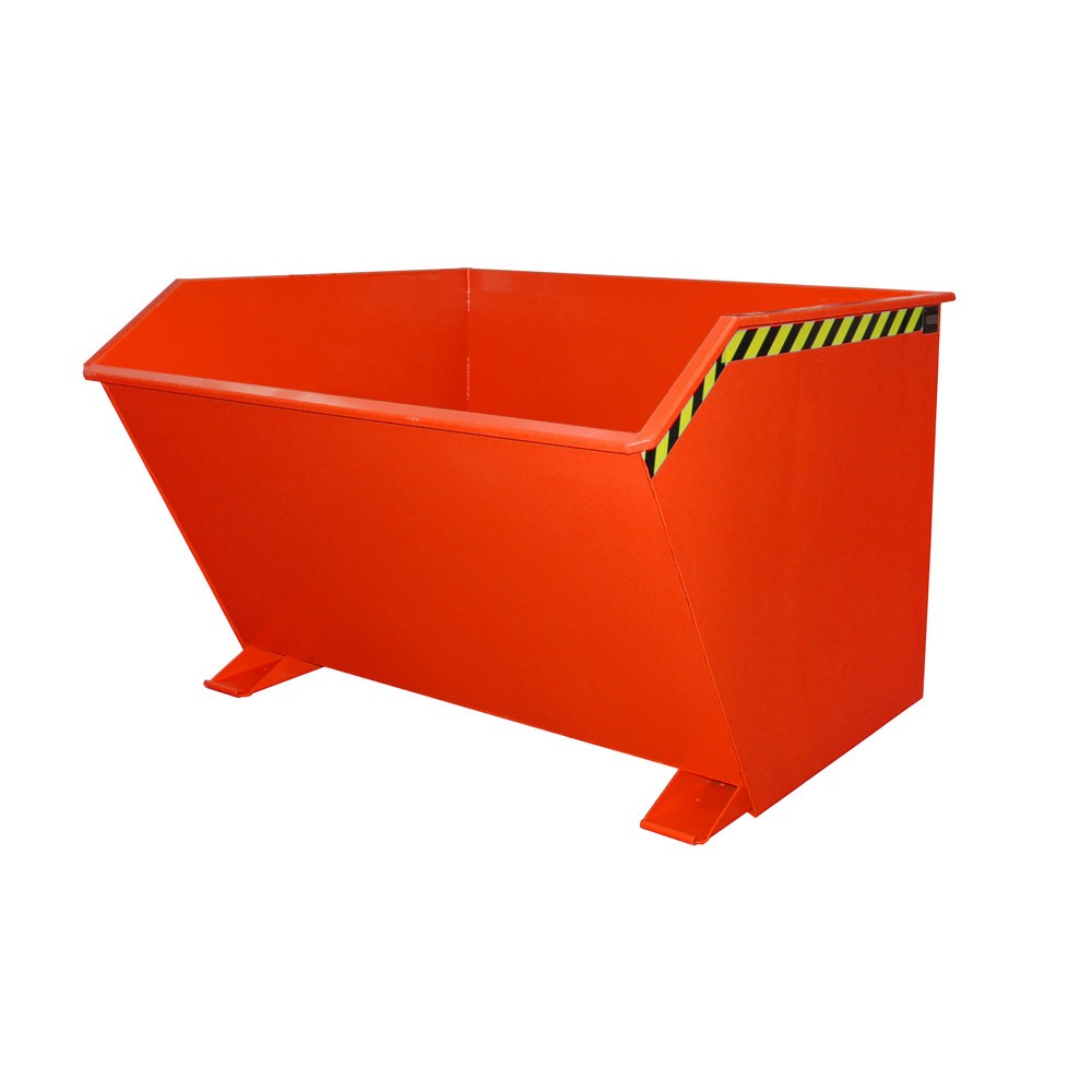 Bauer® Kippbehälter, niedrige Bauhöhe, lackiert, Volumen 2 m³, RAL 3000 feuerrot