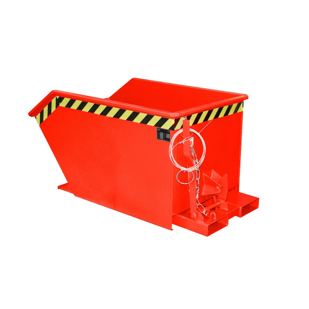 Bauer® Kippbehälter, niedrige Bauhöhe, lackiert, Volumen 0,5 m³, RAL 3000 feuerrot