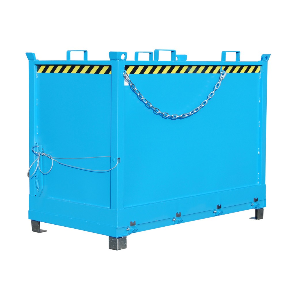 Bauer® Klappbodenbehälter, 3-fach stapelbar, lackiert, Volumen 2 m³, RAL 5012 lichtblau