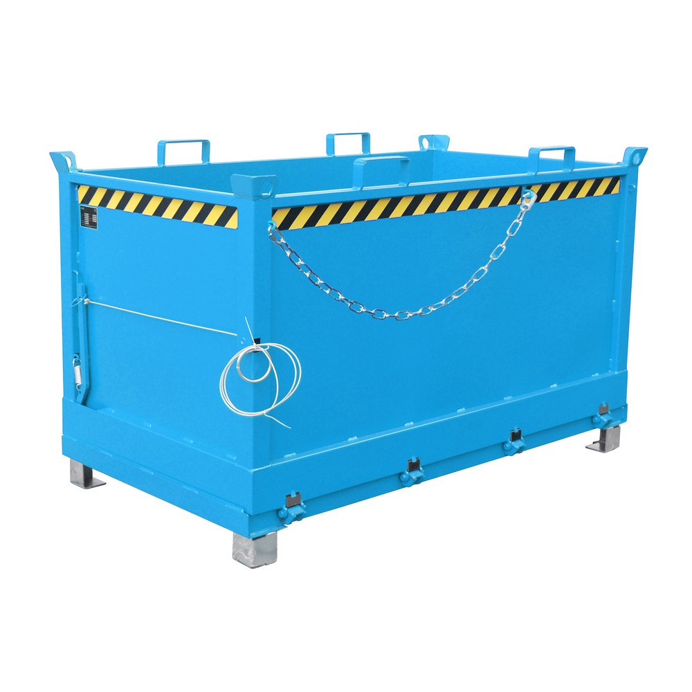 Bauer® Klappbodenbehälter, 3-fach stapelbar, lackiert, Volumen 1,5 m³, RAL 5012 lichtblau