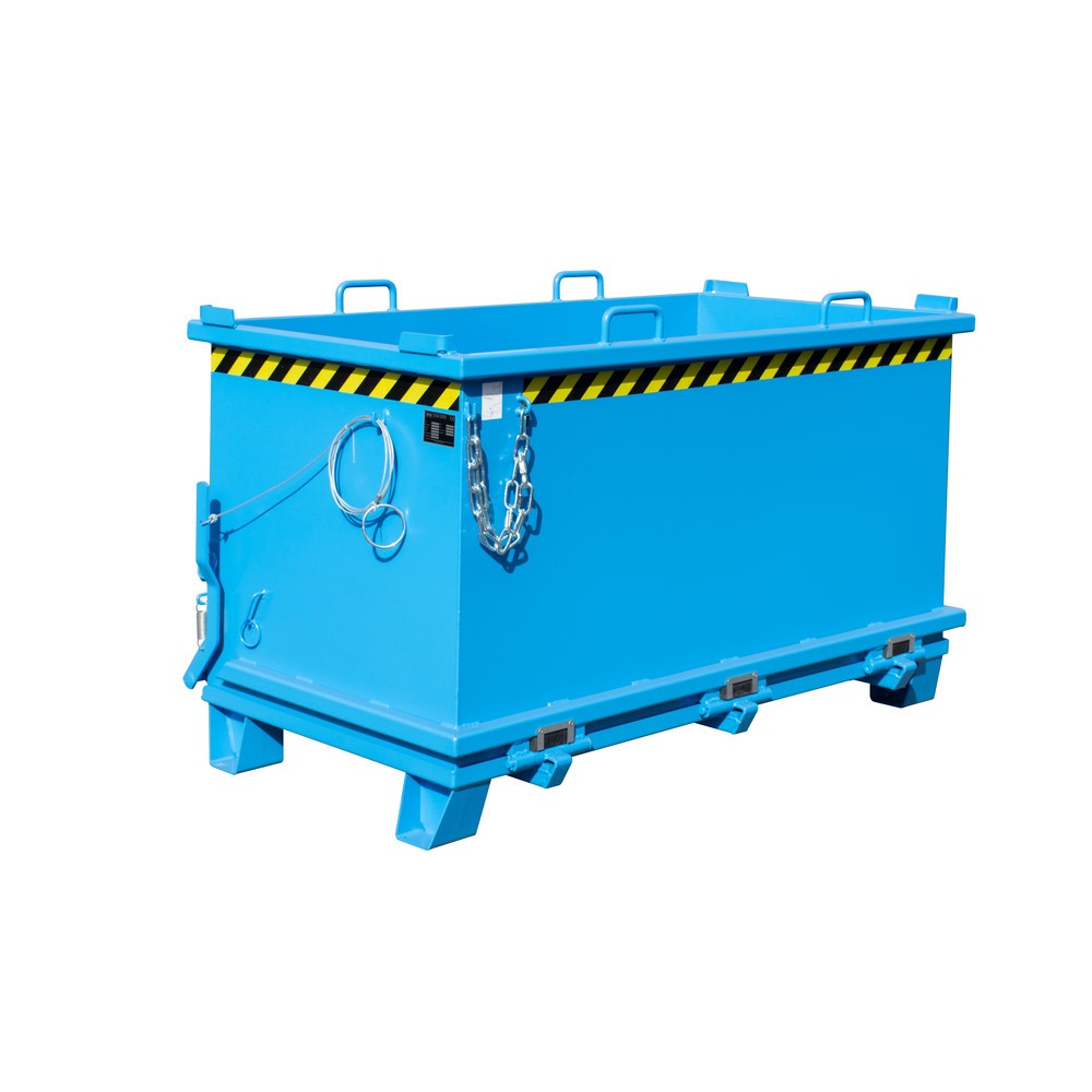 Bauer® Klappbodenbehälter, verstärkte Bodenklappe, lackiert, Volumen 1,5 m³, RAL 5012 lichtblau