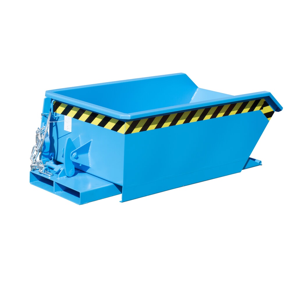 Bauer® Mini-Kippbehälter, extrem niedrige Bauhöhe, lackiert, Volumen 0,23 m³, RAL 5012 lichtblau
