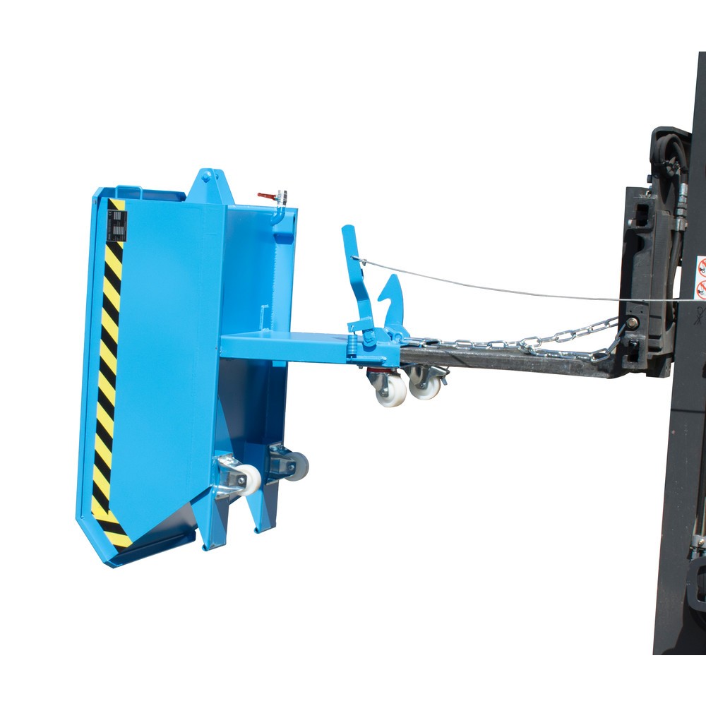 Bauer® Mini-Spänebehälter, extrem niedrige Bauhöhe, lackiert, Volumen 0,23 m³, RAL 5012 lichtblau