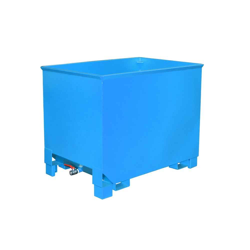 Bauer® Späne-Stapelbehälter für Routenzüge, lackiert, Volumen 0,8 m³, RAL 5012 lichtblau