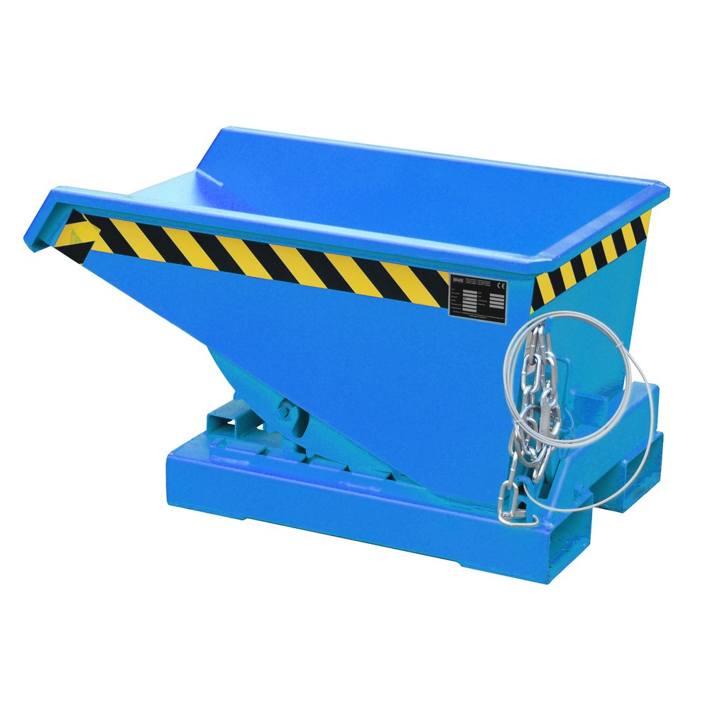 Bauer® Kippbehälter mit Abrollmechanik, lackiert, Volumen 0,15 m³, RAL 5012 lichtblau