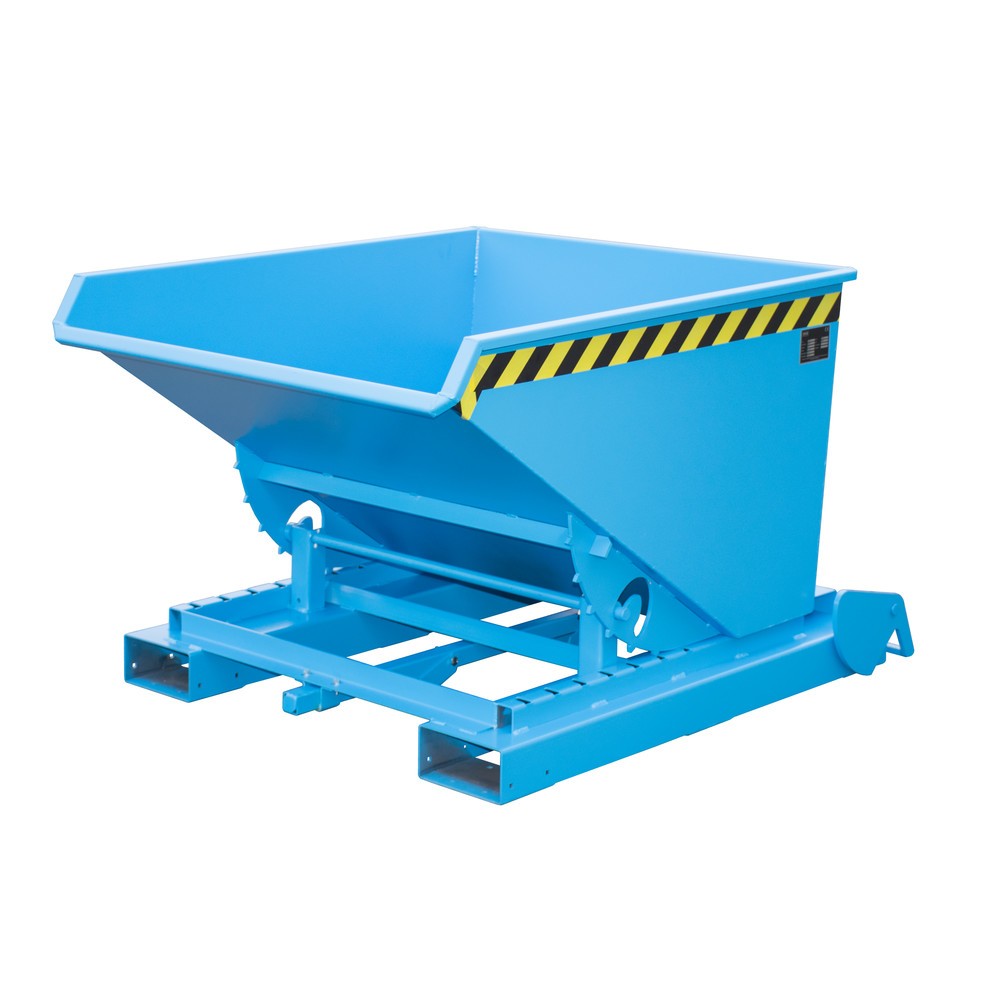 Bauer® Kippbehälter mit automatischer Abrollmechanik, TK 1.000 kg, lackiert, Volumen 0,6 m³, RAL 5012 lichtblau
