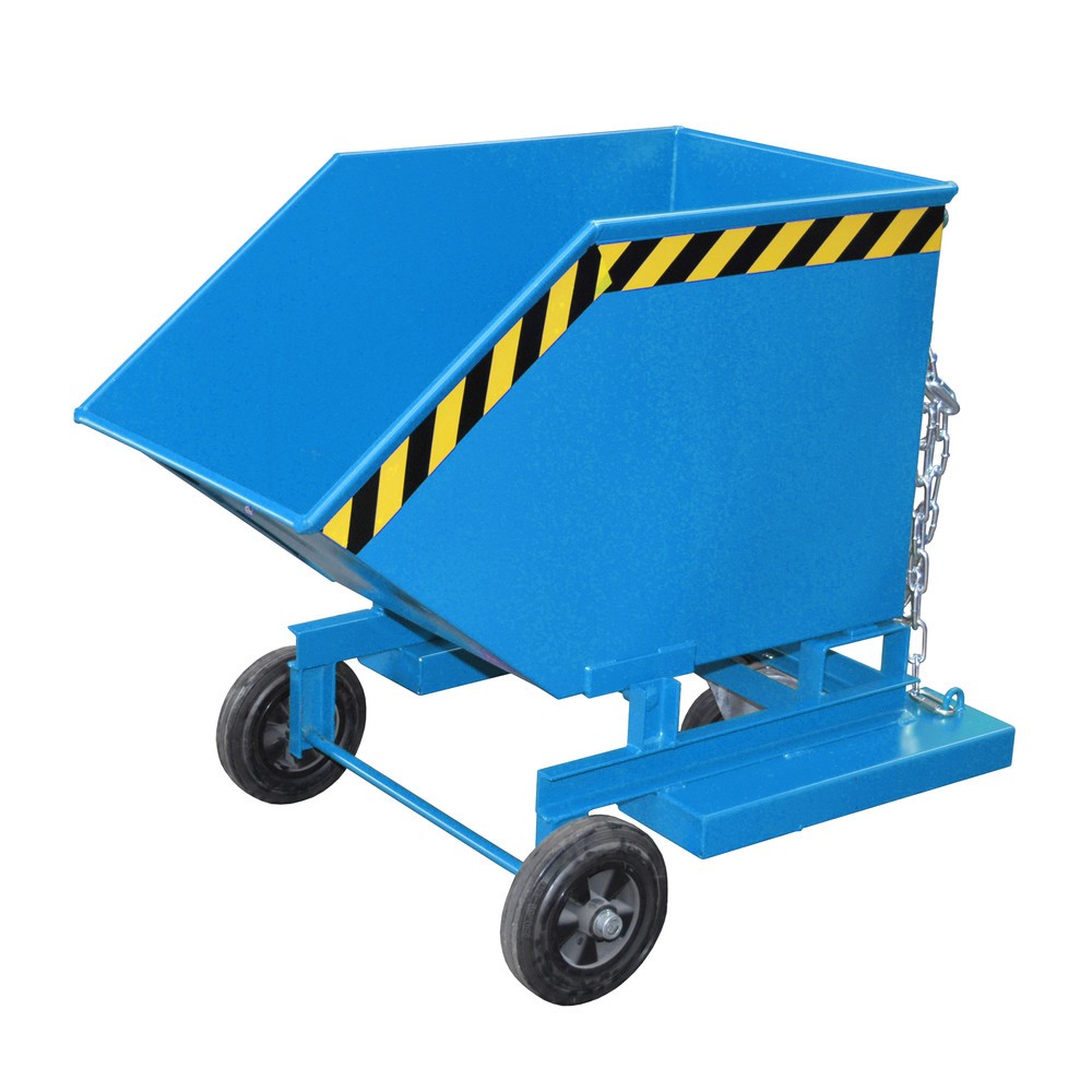 Bauer® Kastenwagen kippbar, mit Fahrwerk + Gabeltaschen, Volumen 0,25 m³, RAL 5012 lichtblau