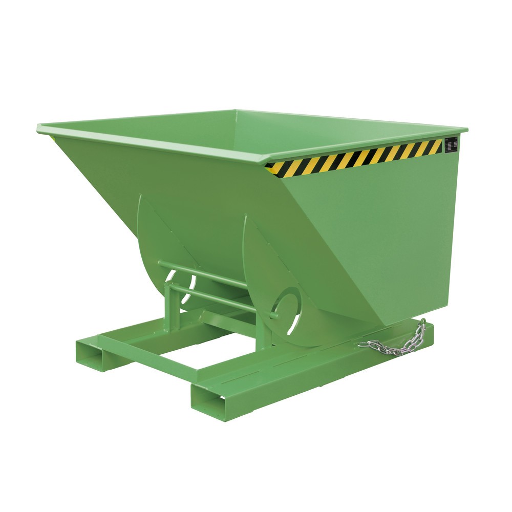 Bauer® Kippbehälter mit Abrollmechanik, TK 1.000 kg, lackiert, Volumen 1 m³, RAL 6011 resedagrün