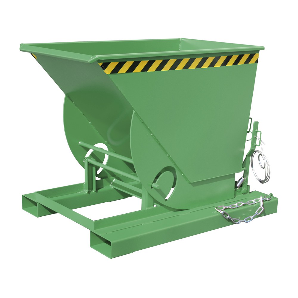 Bauer® Kippbehälter mit Abrollmechanik, TK 1.000 kg, lackiert, Volumen 0,5 m³, RAL 6011 resedagrün