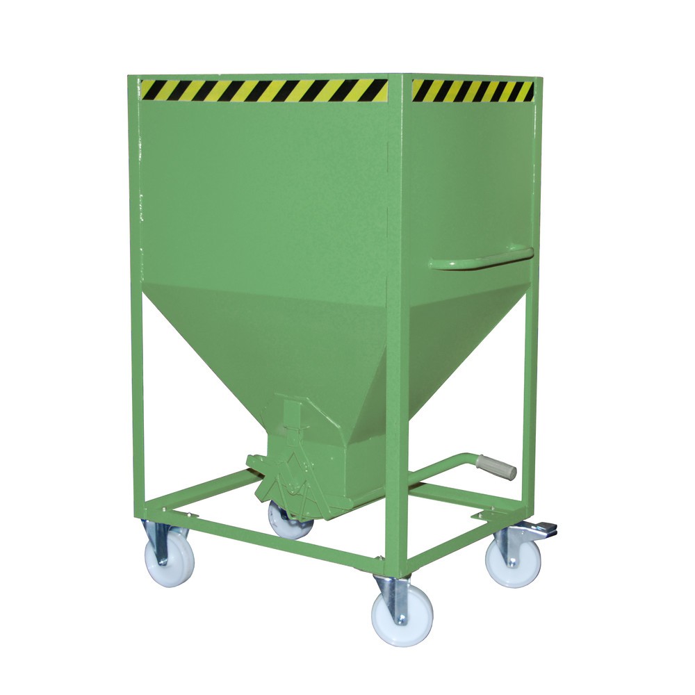 Bauer® Silobehälter, mit Scherenverschluss + Rollen, lackiert, Volumen 0,6 m³, RAL 6011 resedagrün