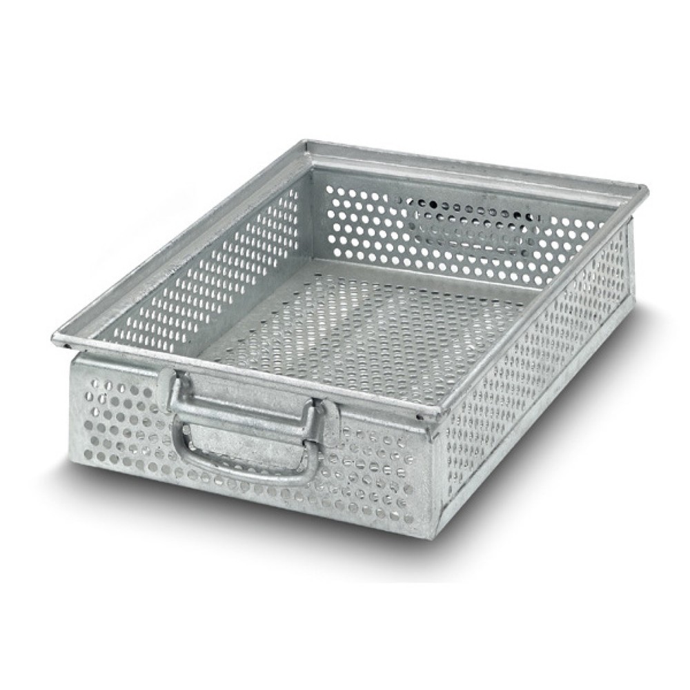 Eurobox aus Stahlblech, mit feiner Lochung Ø 5 mm, HxBxT 150 x 300 x 200 mm