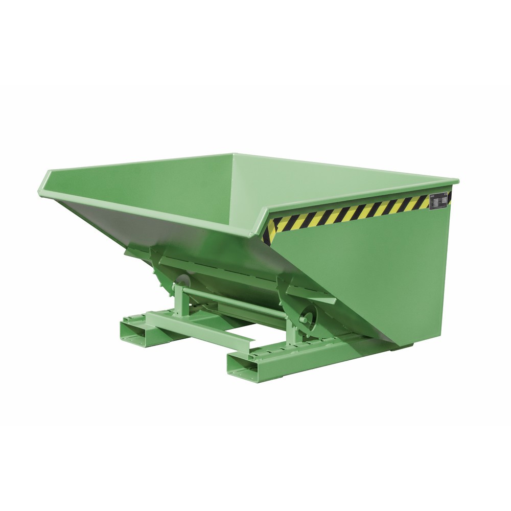 Bauer® Kippbehälter mit Abrollmechanik, lackiert, Volumen 0,9 m³, RAL 6011 resedagrün