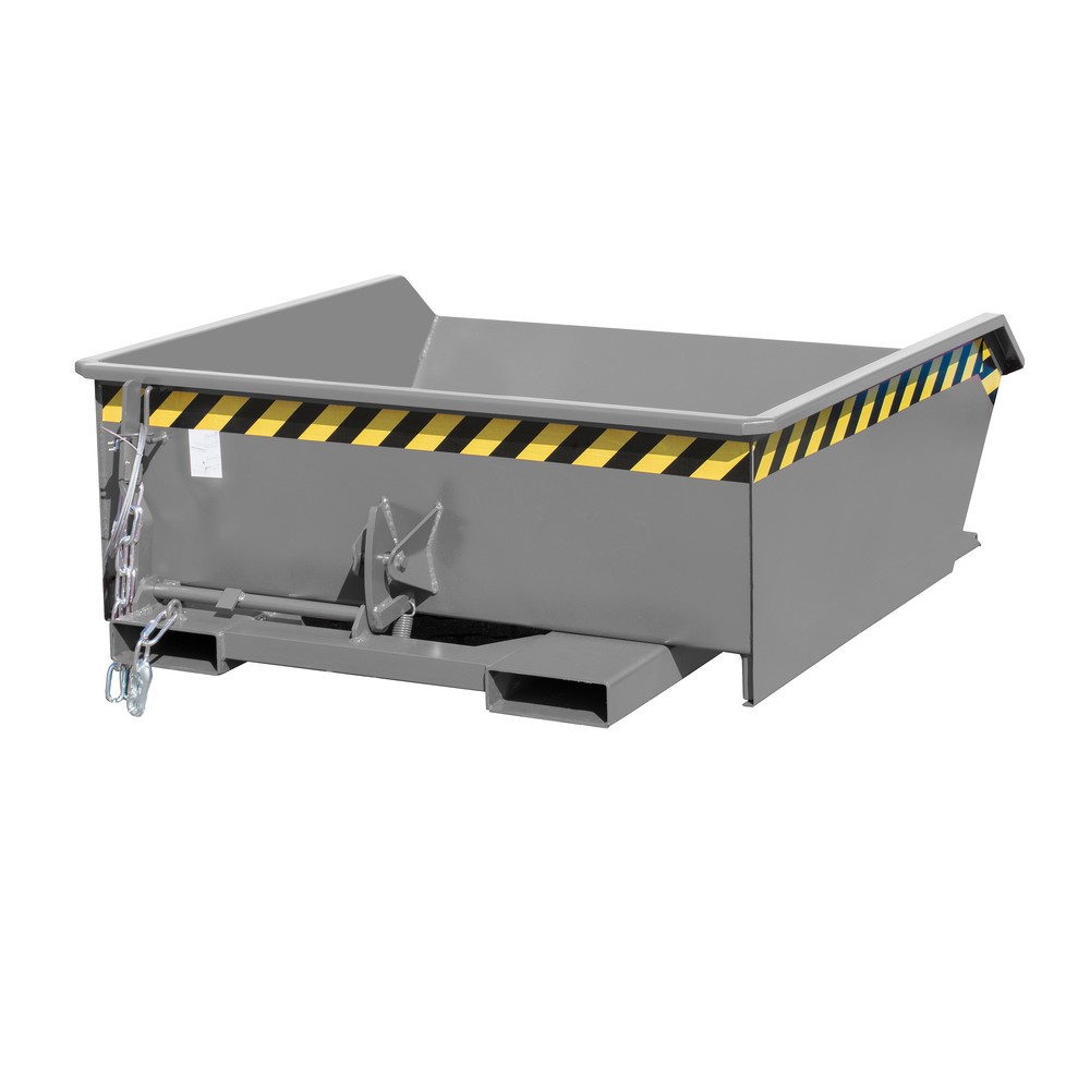 Bauer® Mini-Kippbehälter, extrem niedrige Bauhöhe, lackiert, Volumen 0,46 m³, RAL 7005 mausgrau