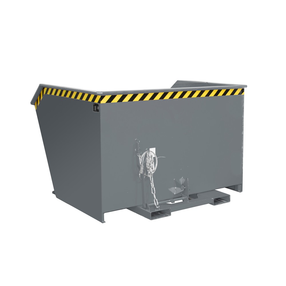 Bauer® Kippbehälter, niedrige Bauhöhe, lackiert, Volumen 2 m³, RAL 7005 mausgrau