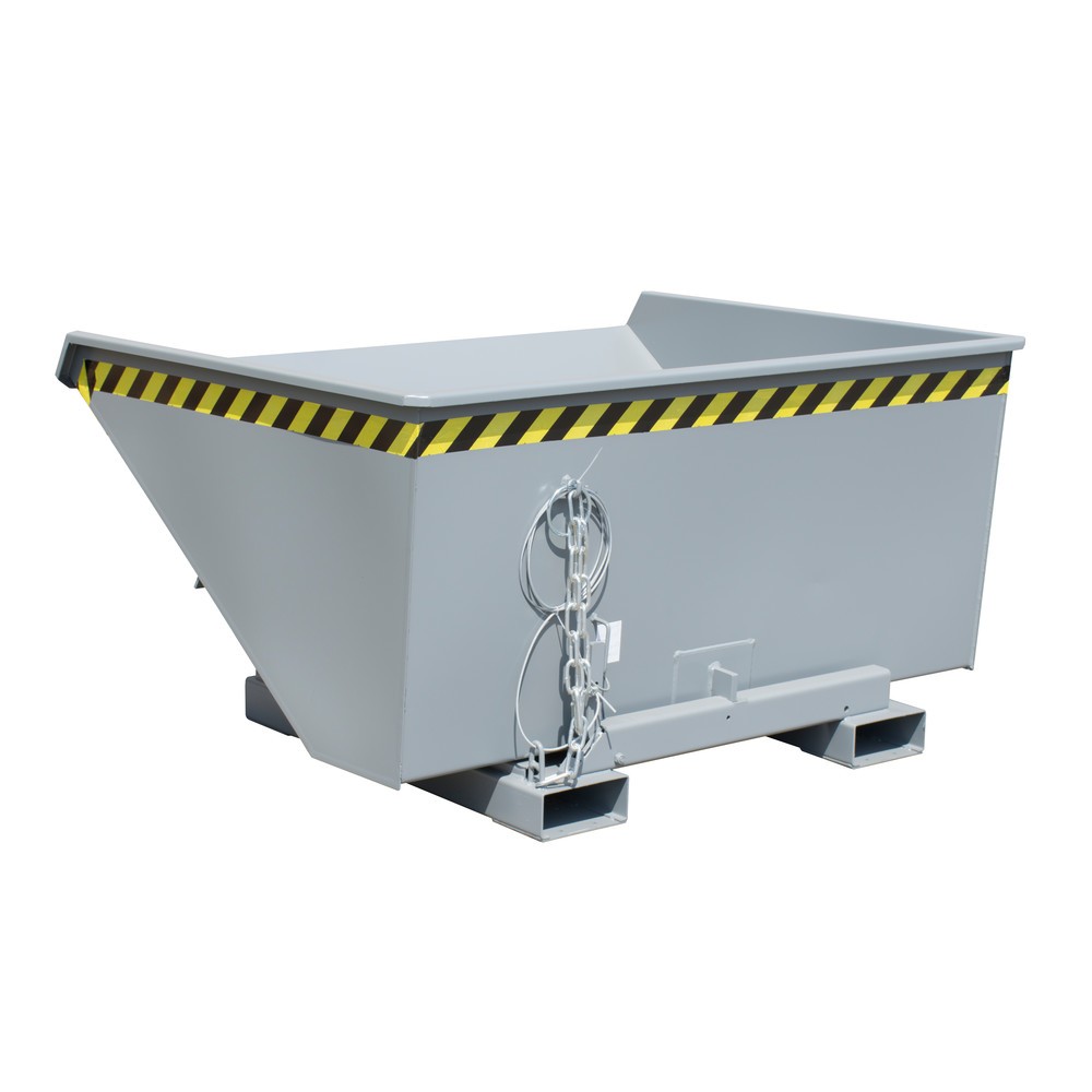 Bauer® Kippbehälter mit Abrollmechanik, lackiert, Volumen 0,9 m³, RAL 7005 mausgrau