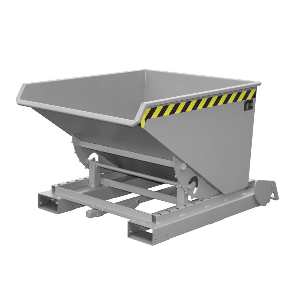 Bauer® Kippbehälter mit automatischer Abrollmechanik, TK 1.000 kg, lackiert, Volumen 0,6 m³, RAL 7005 mausgrau