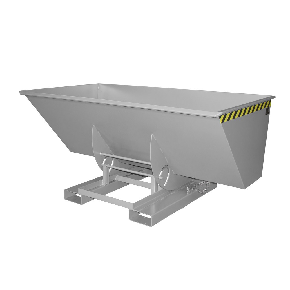 Bauer® Kippbehälter mit Abrollmechanik, TK 1.000 kg, lackiert, Volumen 1,5 m³, RAL 7005 mausgrau