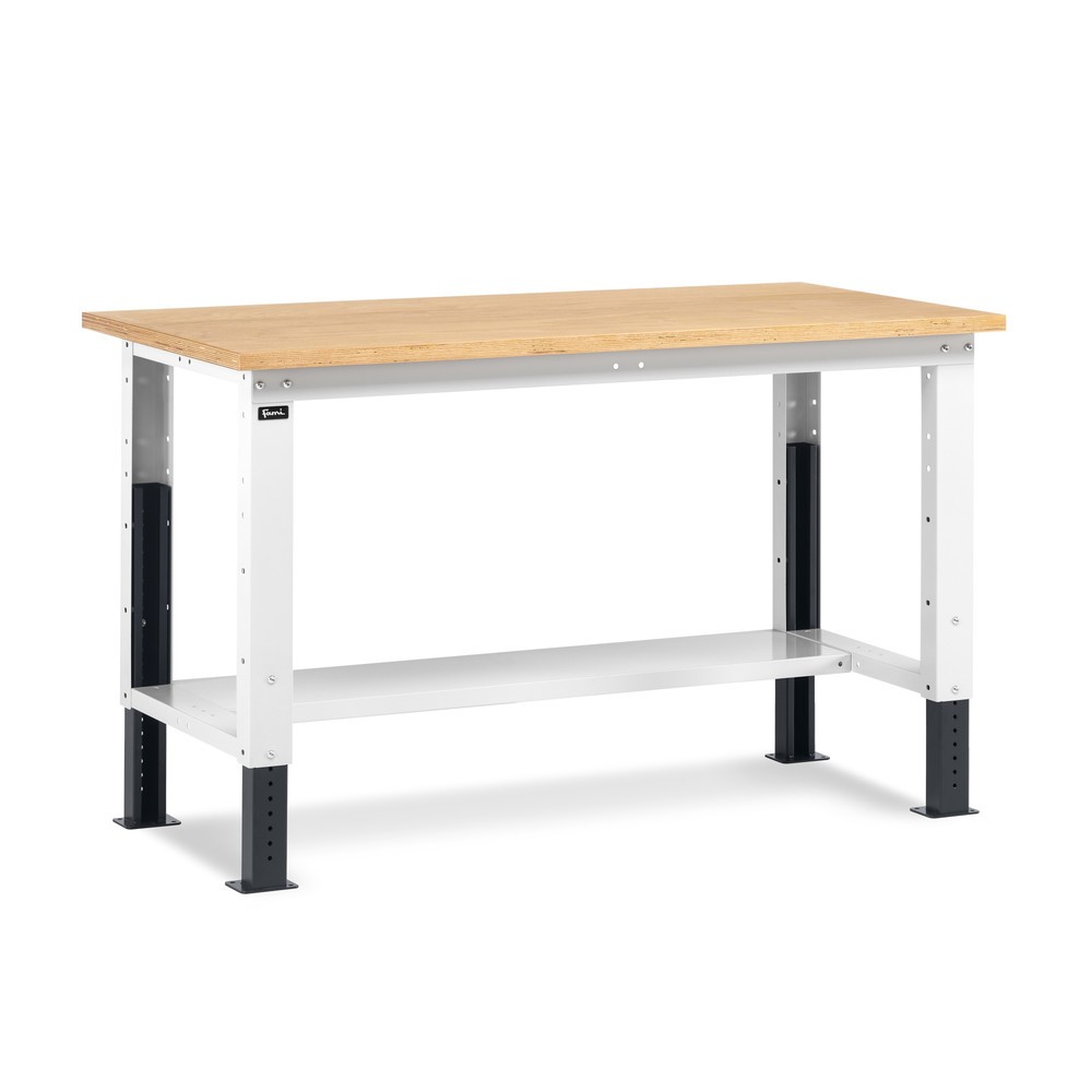 Fami Werkbank, höhenverstellbar, TK 1.000 kg, HxBxT 740-1.110 x 1.500 x 750 mm, RAL 7035 lichtgrau / RAL 7016 anthrazitgrau