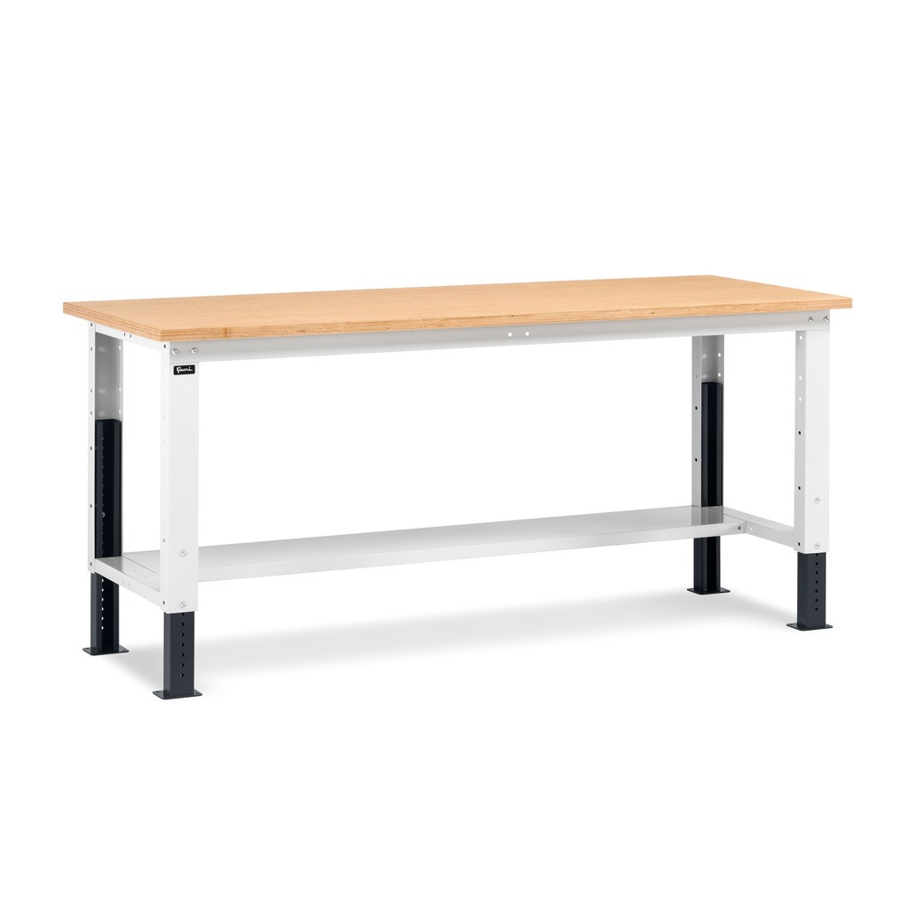 Fami Werkbank, höhenverstellbar, TK 1.000 kg, HxBxT 740-1.110 x 2.000 x 750 mm, RAL 7035 lichtgrau / RAL 7016 anthrazitgrau