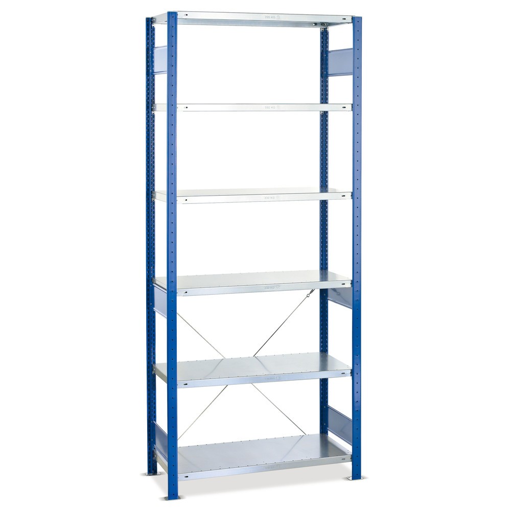 SCHULTE Fachbodenregal lichtgrau mit 6 Stahlblechböden, Fachlast 150 kg, HxBxT 2.000 x 810 x 636 mm