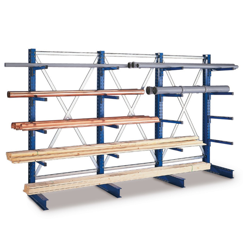 META Komplettpaket Kragarmregal, einseitig, HxBxT 2.000 x 3.154 x 400 mm, 4 Ständer