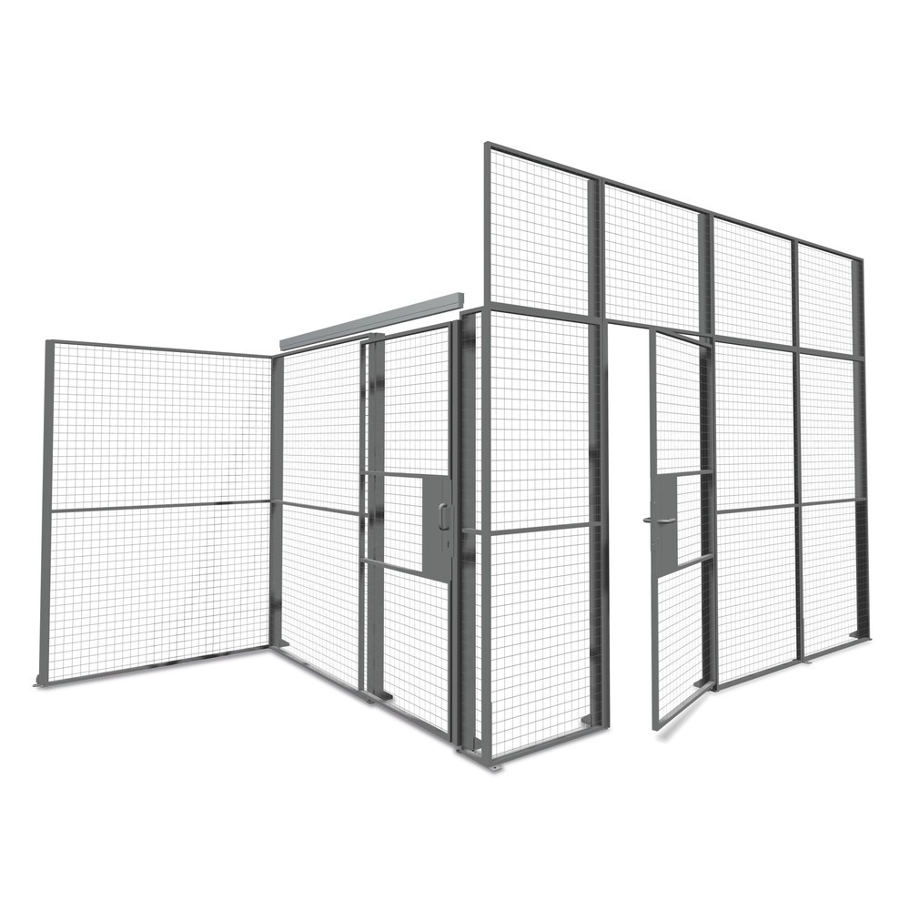Doppelschiebetüren für TROAX® Trennwandsystem, für Lagertrennwand, Breite 2.300 mm, Vorhängeschloss