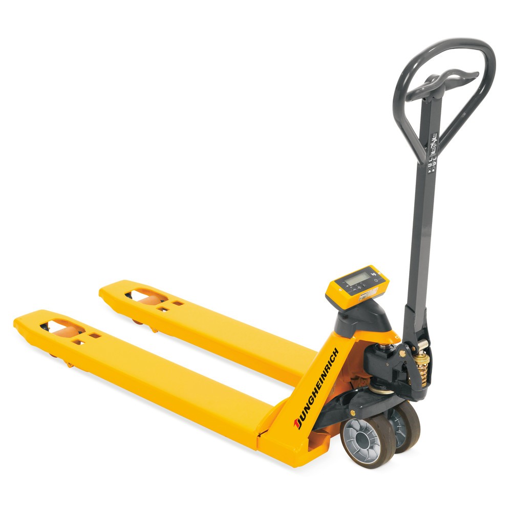 Jungheinrich™ Hubwagen mit Waage AMW 22 mit Basisanzeige, Tragfähigkeit 2.200 kg, Vollgummi/Polyurethan, Tandemrollen