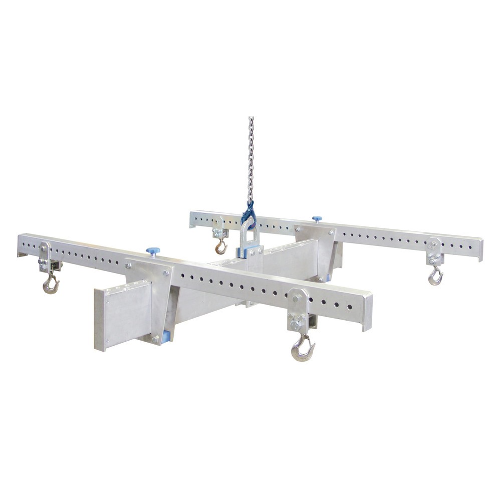 SCHILLING Alu-Lasttraverse in H-Bauweise, mit 4 Sicherheitshaken, Hauptträger 4 m, Querträger 2 m, TK 2000 kg